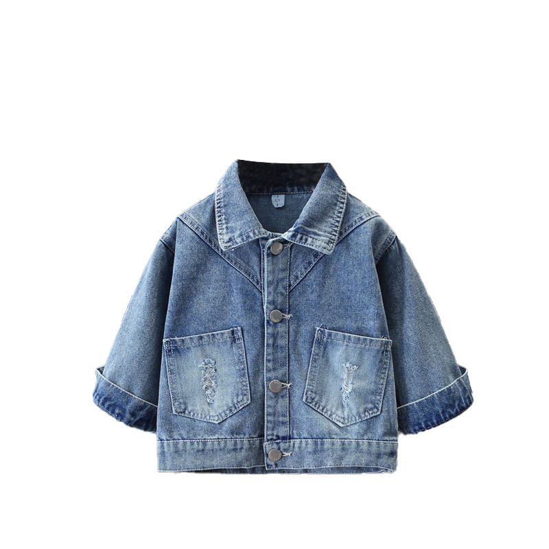 Girl's Bow Denim Jacket 2024 Autumn New Children's All-match Jacket Girl's Casual Korean Top