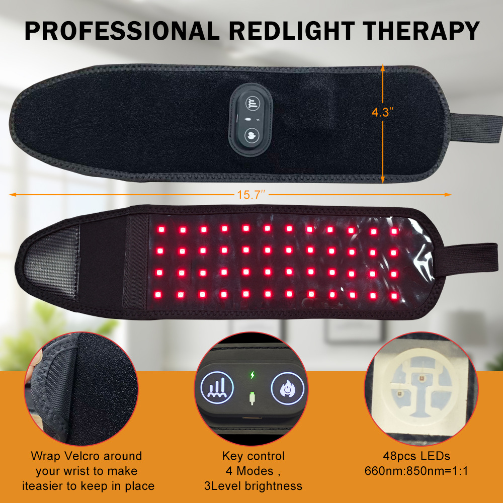 LED Red Light Fever Physiotherapy Wrist Band Moxibustion Hot Compress Warm Wrist Band USB Three-gear Temperature Control Heating Wrist Band