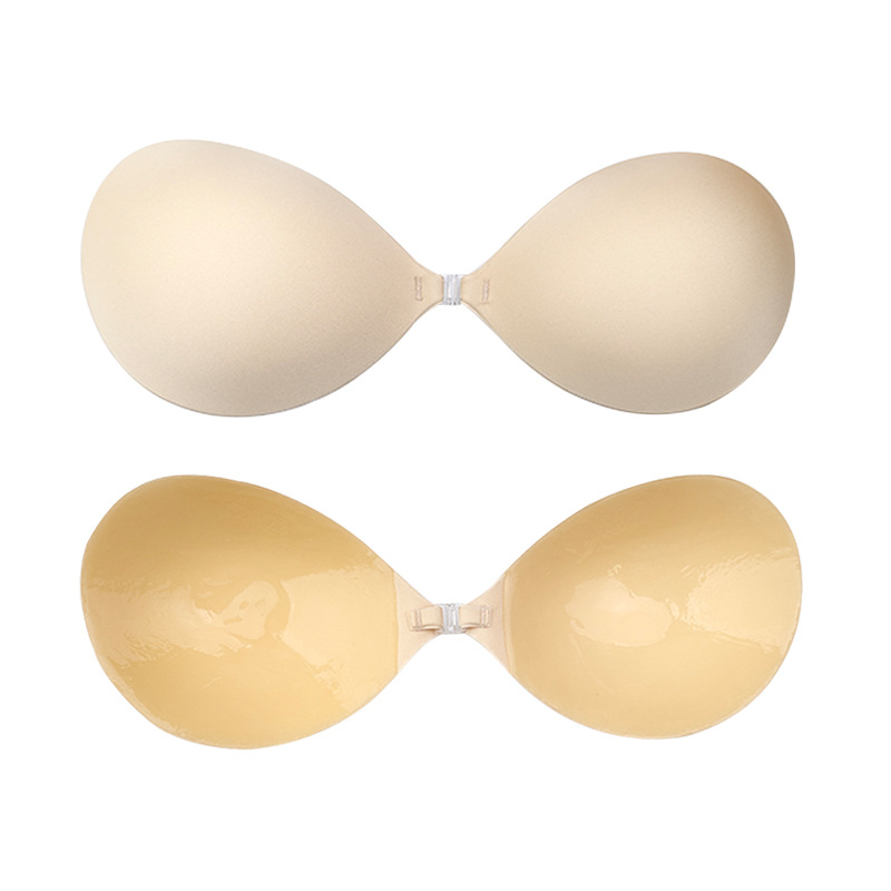 Round Cup Breathable Large Size Invisible Bra Thin Front Buckle Underwear Women's Push-Up Anti-Sagging Seamless Silicone Bra Pads