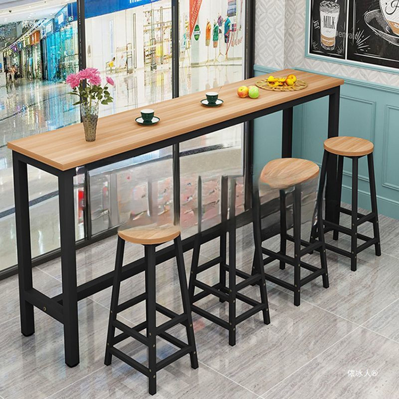 Bar Table Milk Tea Shop High Table and Chair Combination Commercial Narrow Table Wall Long Table Simple Rectangular Table and Chair