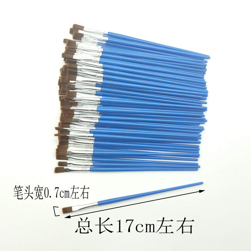 Small Flat Brush Liner Pen for Plaster Painting, Nylon Plastic Short Handle Kindergarten Graffiti Drawing Flat Head Paint Brush Pen