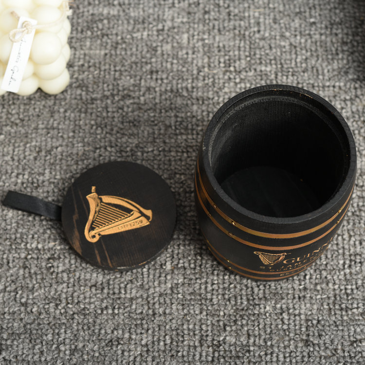 Pine Coffee Barrel Household Desktop Storage Barrel Vintage Creative Tea Coffee Bean Storage Pine Barrel