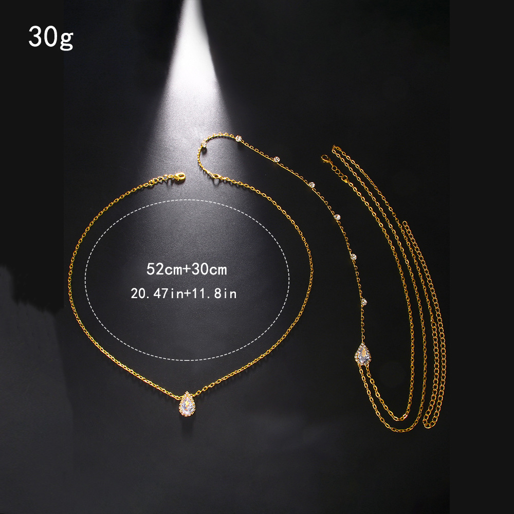 European and American Explosive Zircon Back Chain Bridal Wedding Dress Fashion Light Luxury Necklace Back Chain Integrated Body Chain All-match High-grade