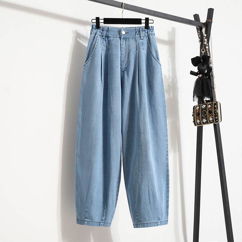 Large Size 2022 Autumn Trousers Harlan Pants High Waist Washed Nine-point Denim Washed Pants Women's Radish Pants Women