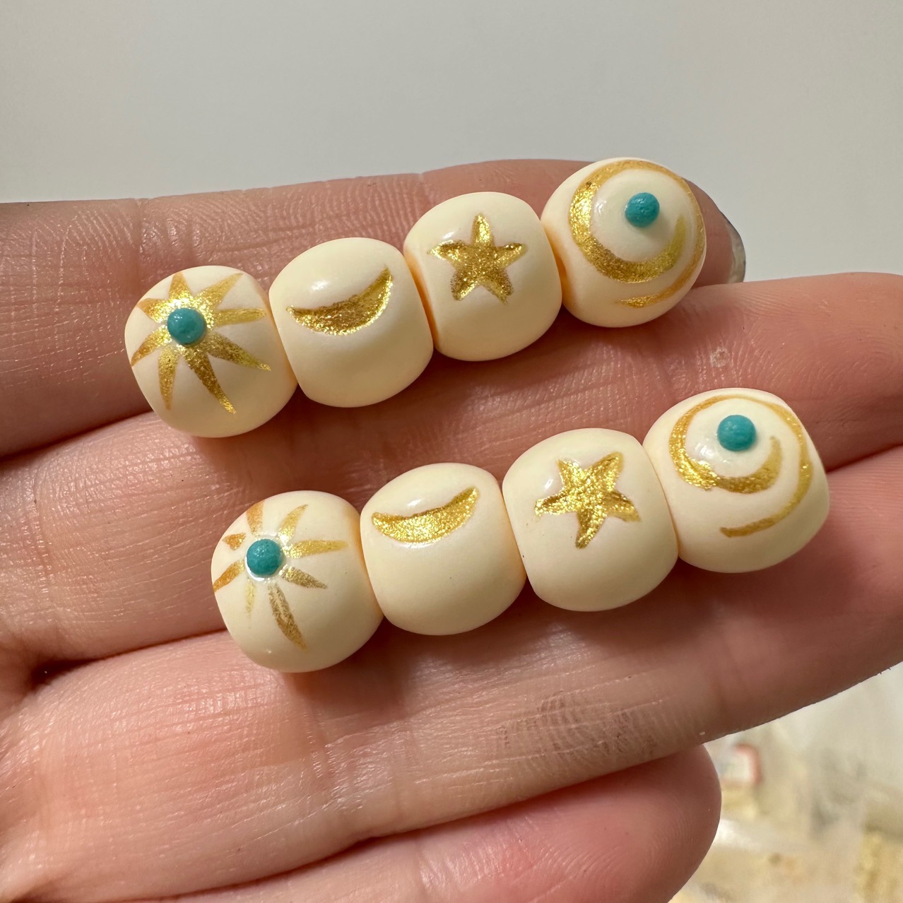 Слоновая кость резьба солнца, луны и звезд набор DIY браслет из плодов бодхи супер милые аксессуары