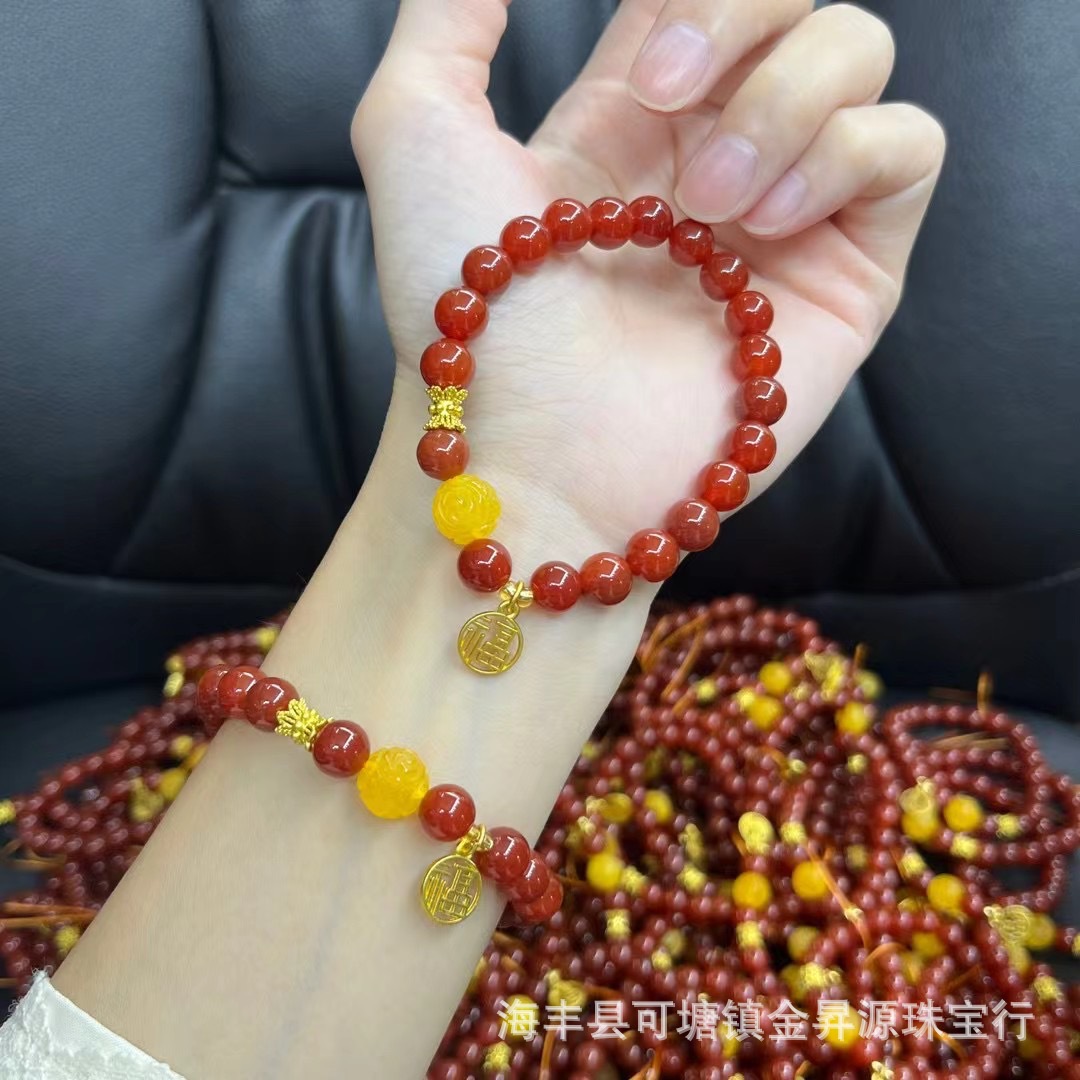 Натуральный красный агат, южный красный браслет с пчелиным воском, подвеска удачи, храм, оптовая продажа
