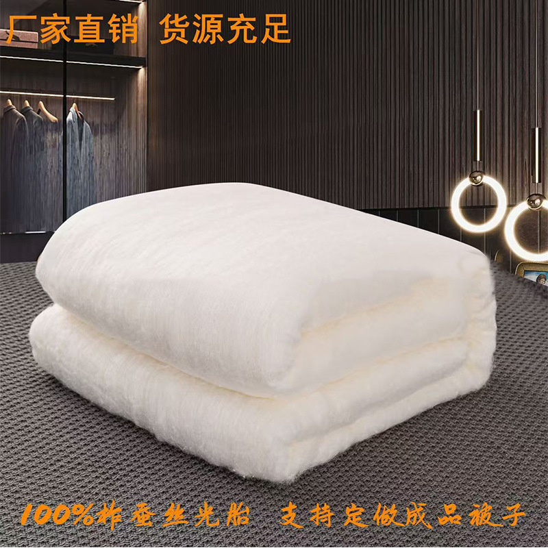 Factory straight hair tussah silk light tire silk quilt core fine dried tussah silk raw material tussah silk naked tire wholesale