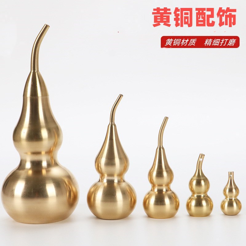 Pure brass glazed gourd corrosion lettering gourd five emperor money up and down opening pure copper brass ornaments pendant wholesale
