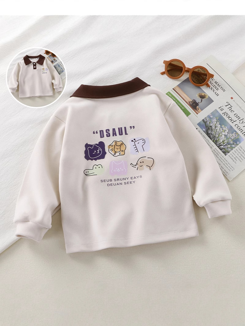 25 Years Spring and Autumn New Girls' Fashionable Loose All-match Polo Shirt Boys' Warm Outer Wear Hoodie Top