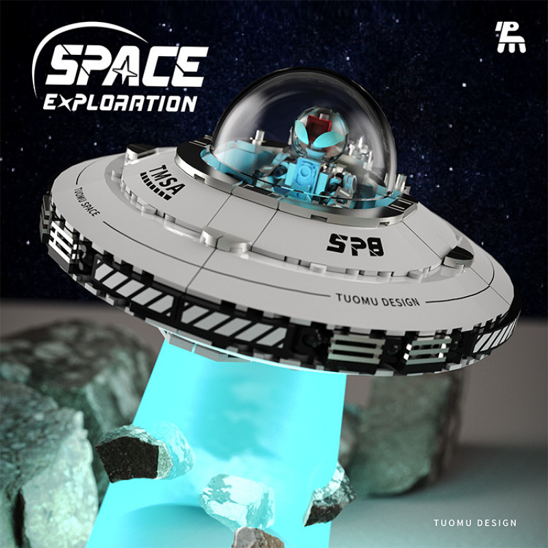 Tuo Mu T3012 Ufo Spaceship Educational High-Difficulty Assembly Building Blocks Cross-Border Model Ornament Toy