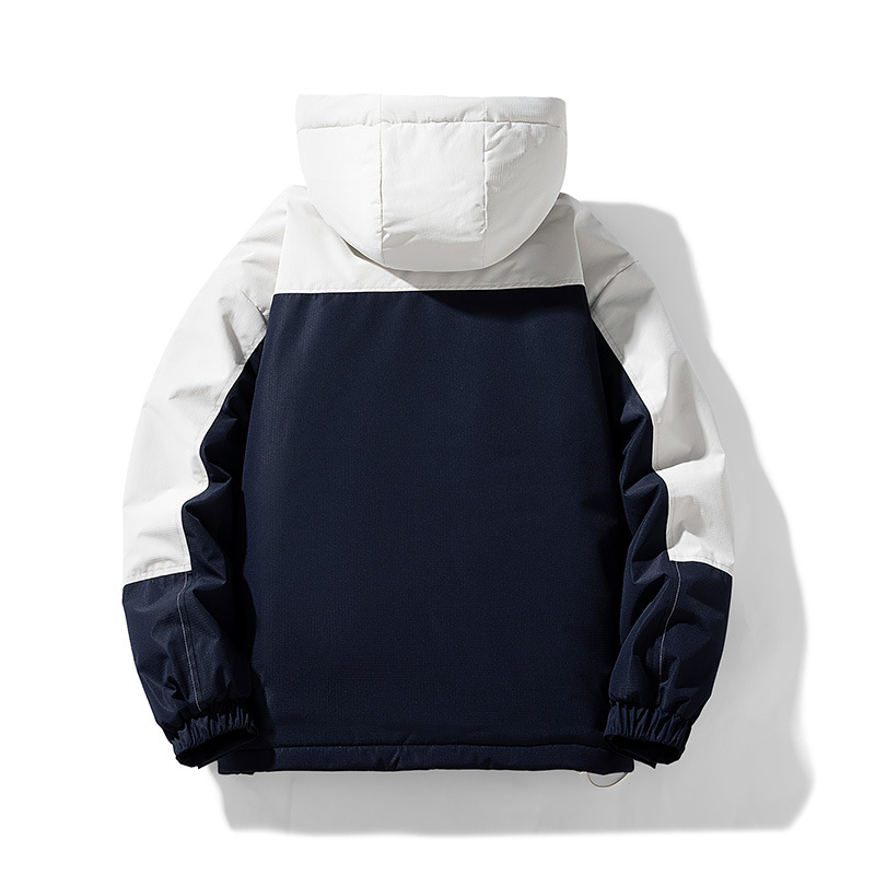 Men's hooded jacket spring and autumn fashion brand Youth handsome all-match loose casual color matching multi-pocket top