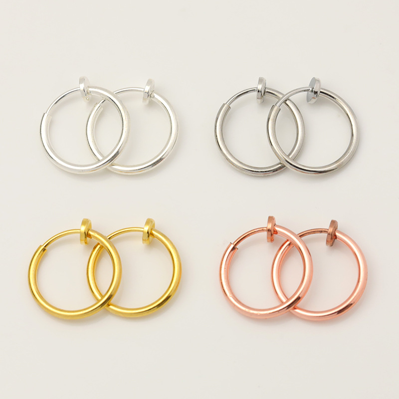 No ear hole spring ear clip DIY ear jewelry accessories students no ear hole earrings copper plated 18K real gold color retention batch
