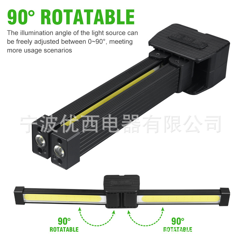 Cross-Border New Strong Light Flashlight Outdoor Multi-Functional Camping Style Lighting Flashlight Auto Repair Work Light Foldableing Cob Light