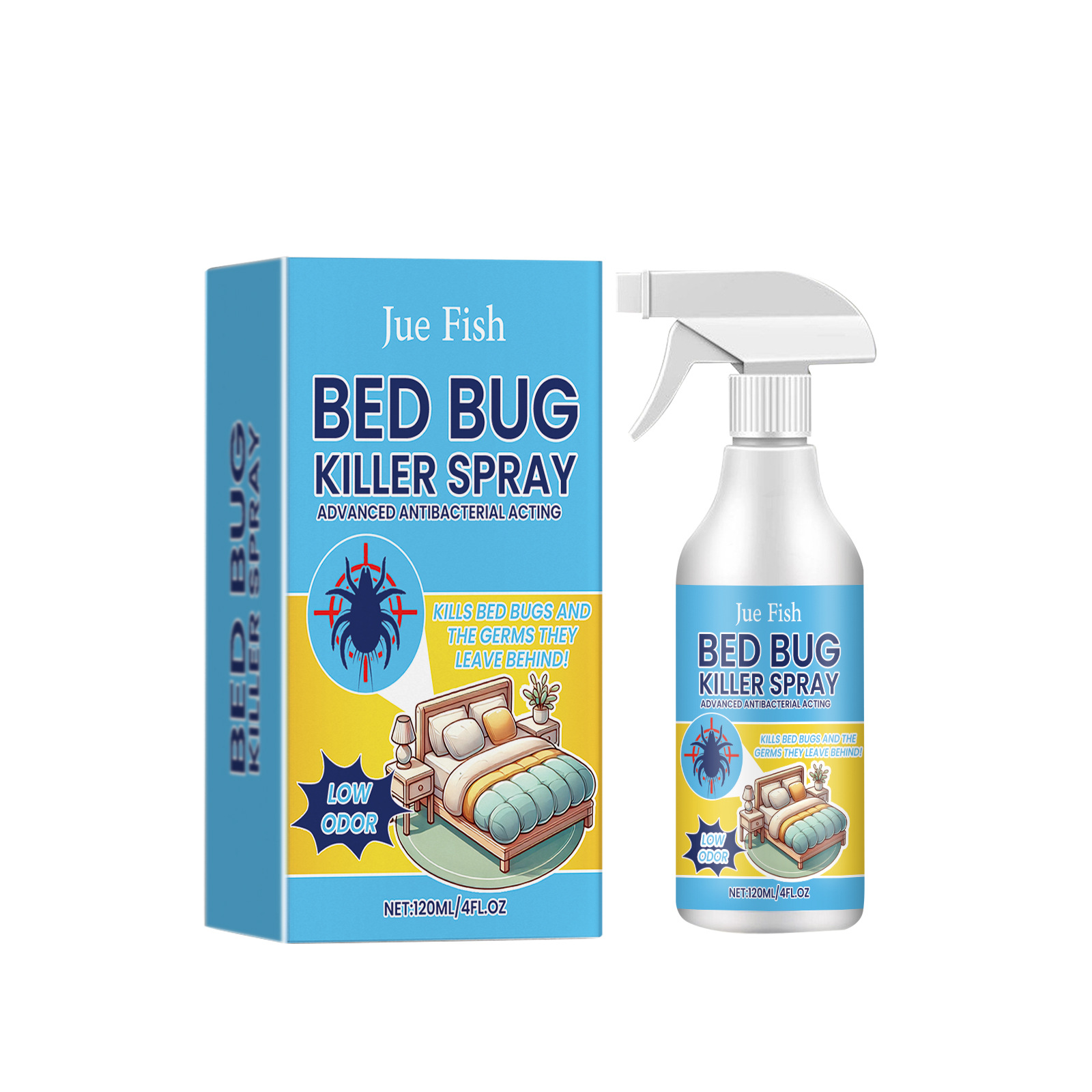 Jue Fish Bed Bug Spray Bed Bug Elimination and Prevention Dormitory Bed Bedroom Lice and Mite Elimination Spray