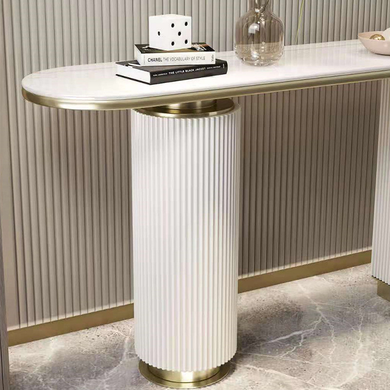 Italian Style Light Luxury Rock Board Entrance Table Home Entry Light Luxury Entrance Table Hotel Homestay Fashionable Stainless Steel End View Table