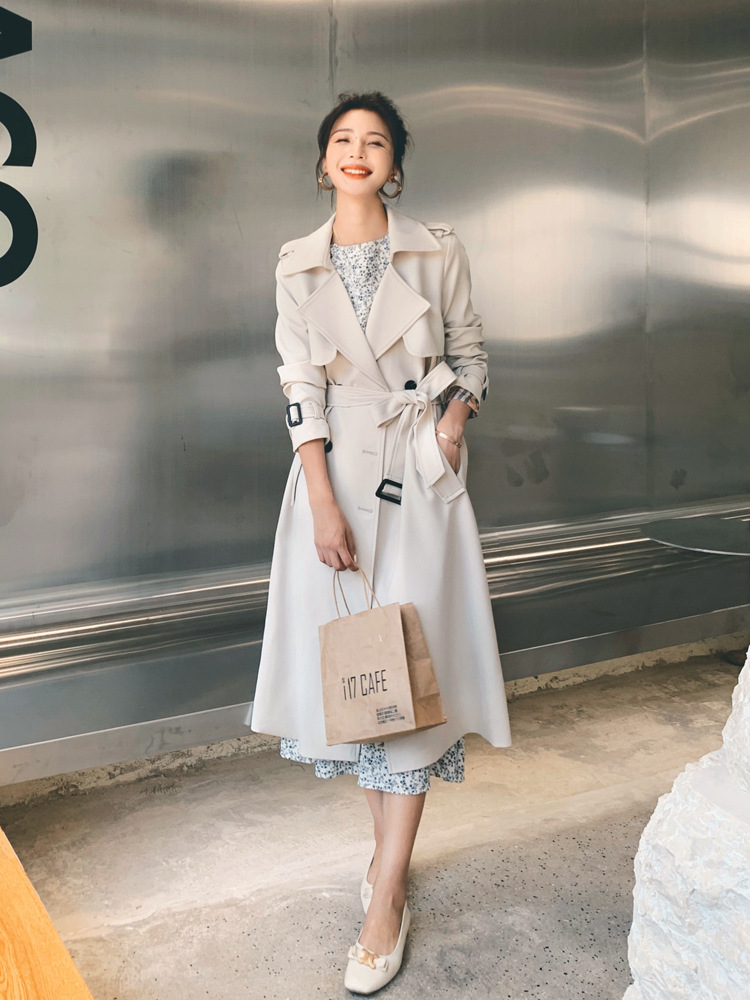 Windbreaker Autumn Women's Long Coat 2025 New High-End British Style Lace-Up Slimming Elegant Commuting Drape Coat Jacket