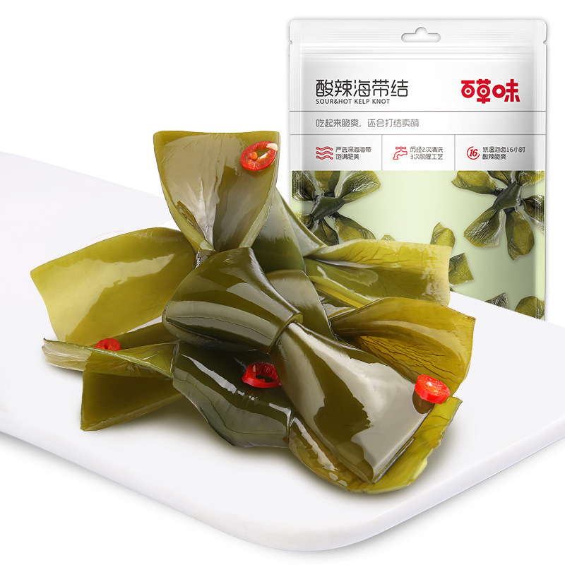 Baicao Flavored Kelp Knot 200g Box Size 45 Kelp Seafood Popular Casual Ready-To-Eat Snacks Wholesale Snacks