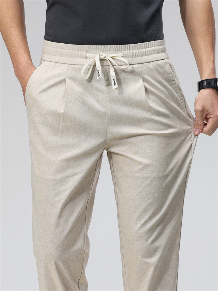 Dad pants spring and autumn loose straight elastic waist middle-aged men's pants summer middle-aged men's casual pants men