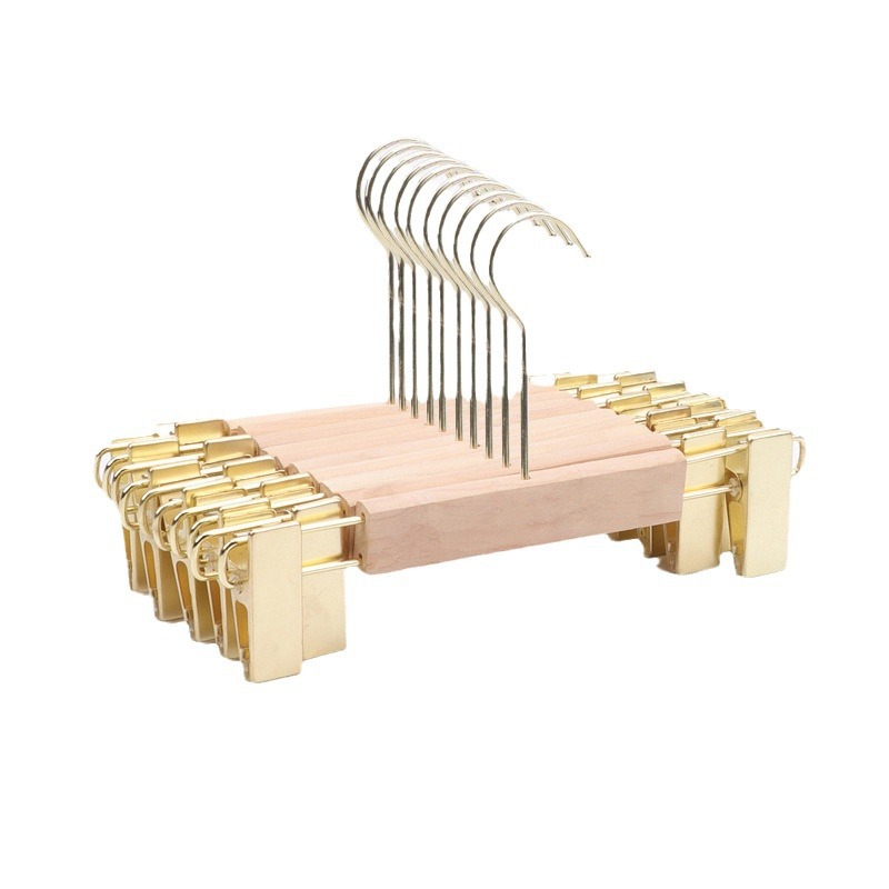 Custom Logo Clothing Store Exclusive Women's Adult Pants Hangers, Solid Wood Pants Clips, Children's Pants Racks Wholesale