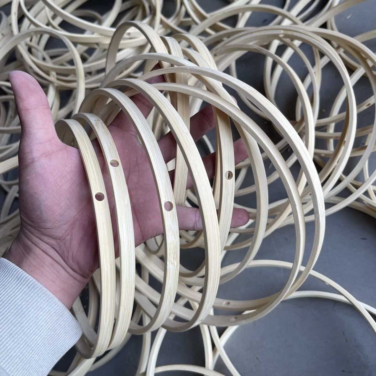 Bamboo ring wholesale Mid-Autumn lantern diy rabbit lantern accessories with holes round wind chimes fan frame skeleton material bag