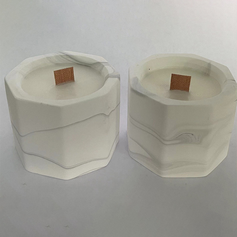 Factory Discount Supply of Wooden Core Aromatherapy Candles, Handmade Creative Imitation Butter Lamps, Marble Pattern Gypsum Cups, Smoke-Free