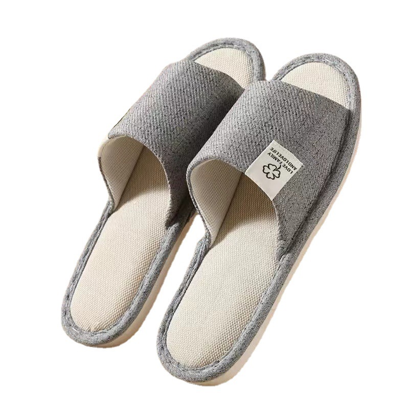 Linen home slippers soft bottom mute breathable fabric slippers four seasons hospitality non-slip indoor linen slippers linen