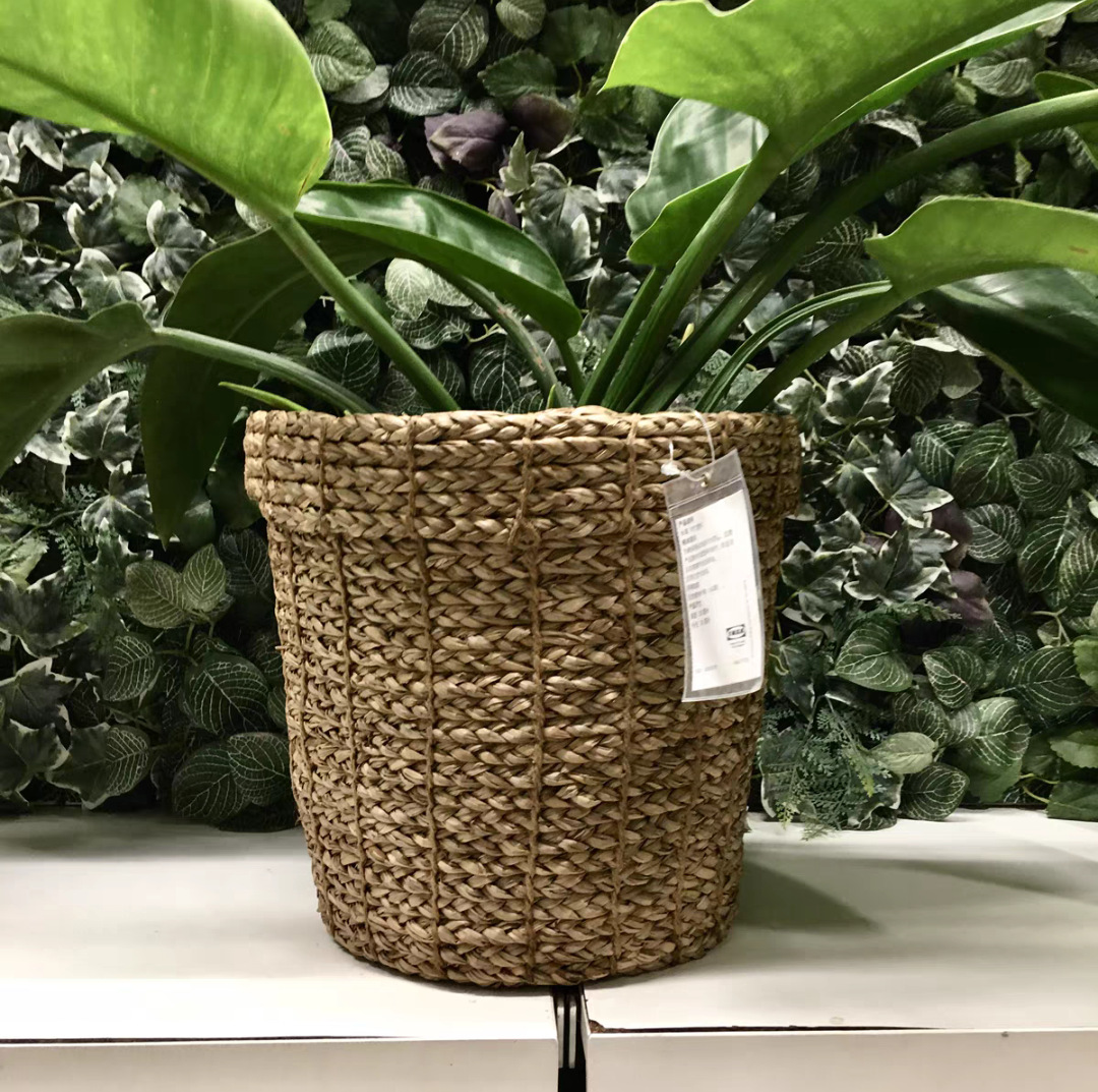 Scandinavian Style New Straw Flower Basket Ikea Same Style Hand-Woven Storage Living Room Balcony Decoration Potted Green Plants