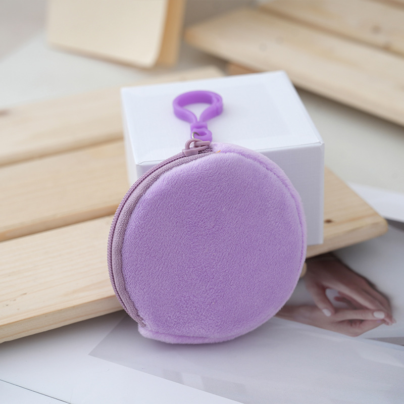 Fruit color plush round coin purse keychain cute wallet ladies ID card bag simple coin bag wholesale