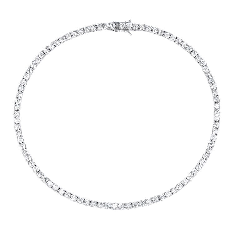 Cross-Border Popular 3mm Tennis Chain Necklace S925 Silver Hand-Set D Color Moissanite Hip-Hop Style Fashion Personalized Necklace