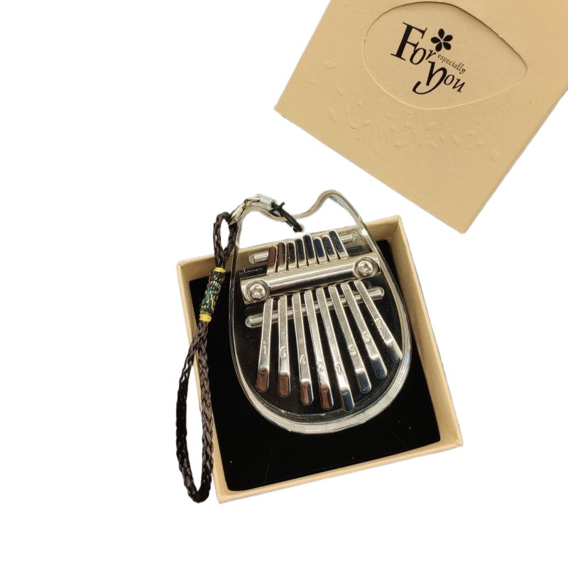 Mini 8-Tone Thumb Piano Kalimba, Handheld Mini Portable Cute Internet-Famous Carved Thumb Piano with 8 Tones