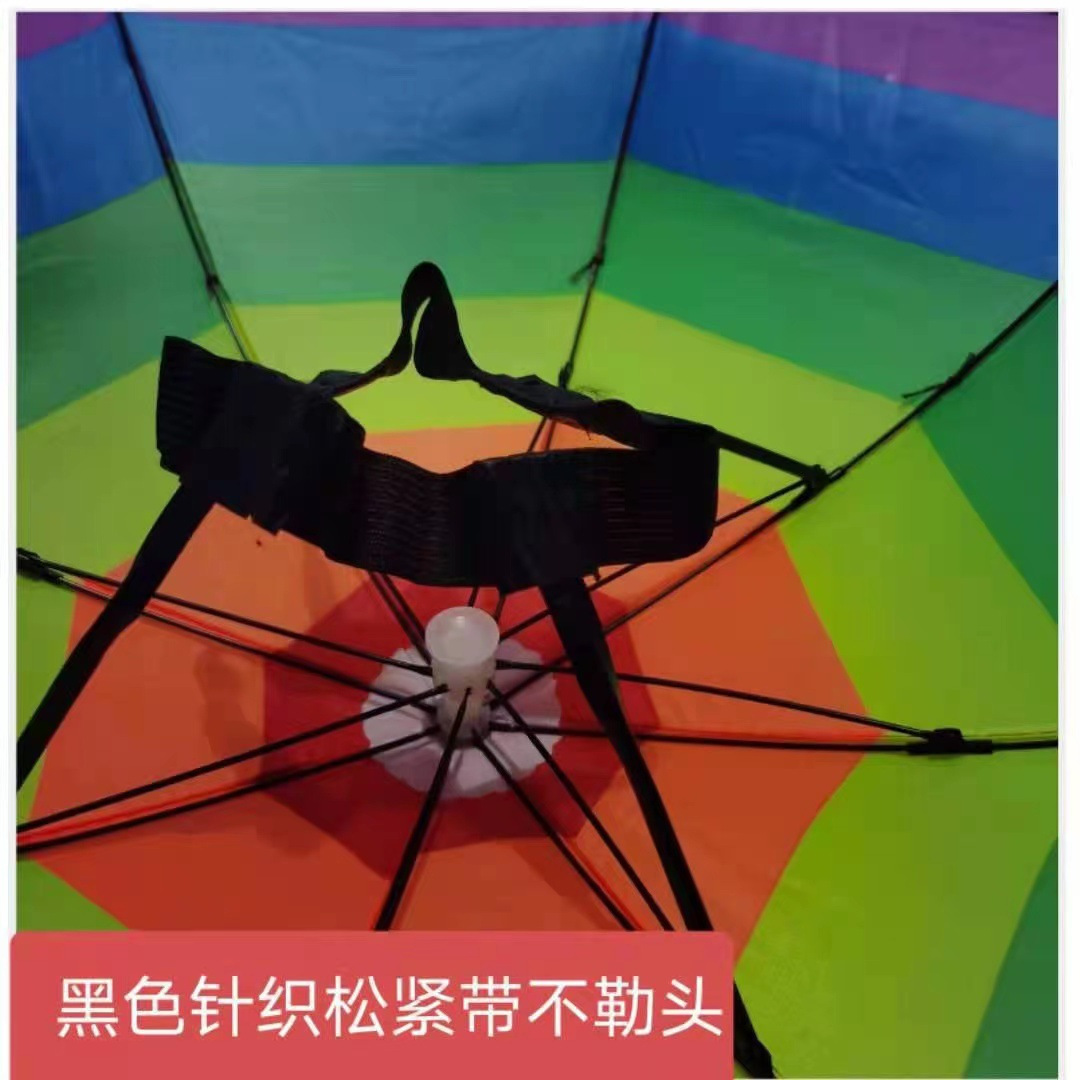 Lightweight Sunny Umbrella Hat Umbrella Headband Umbrella Elastic Band Umbrella Hat Outdoor Rainbow Watermelon Color Strip Fishing Umbrella Wholesale