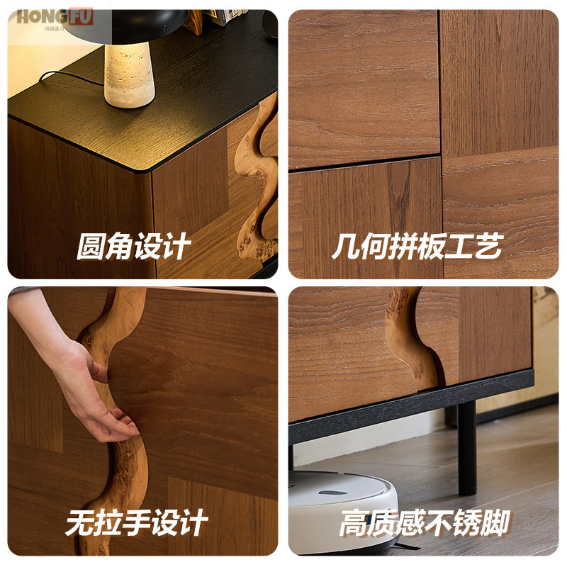 Medieval Solid Wood Teak Tv Cabinet French Living Room High Style Song Style Aesthetic Small Apartment Living Room Video Cabinet Combination Cabinet