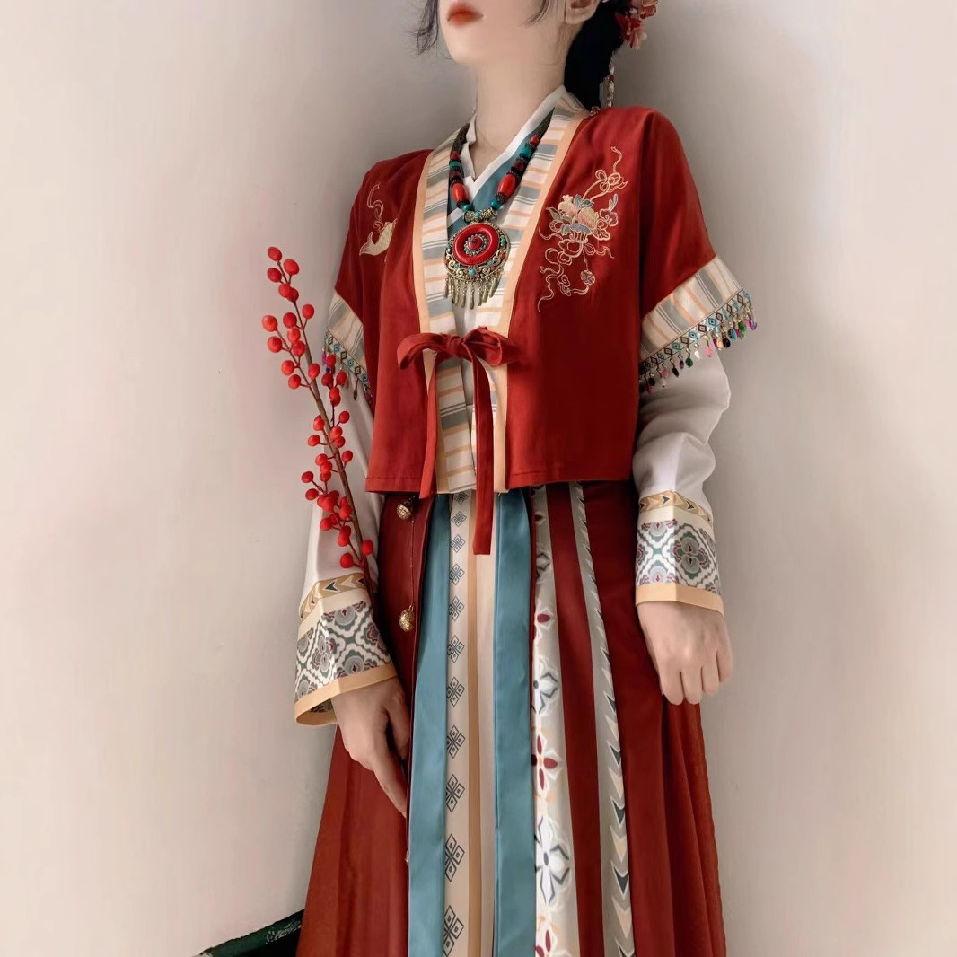 Tang Dynasty Wei Jin Feng Han Clothing Female [Red Not Laji] Han Element Tang Quilt One-Piece Waist Broken Skirt Daily Wear