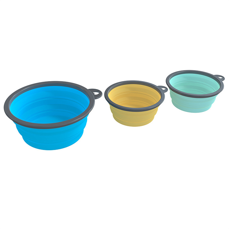 Cross-border Silicone Pet Bowl Foldable Portable Out Dog Cat Feeding Bowl Food Basin Bowl Mat Placemat Customization
