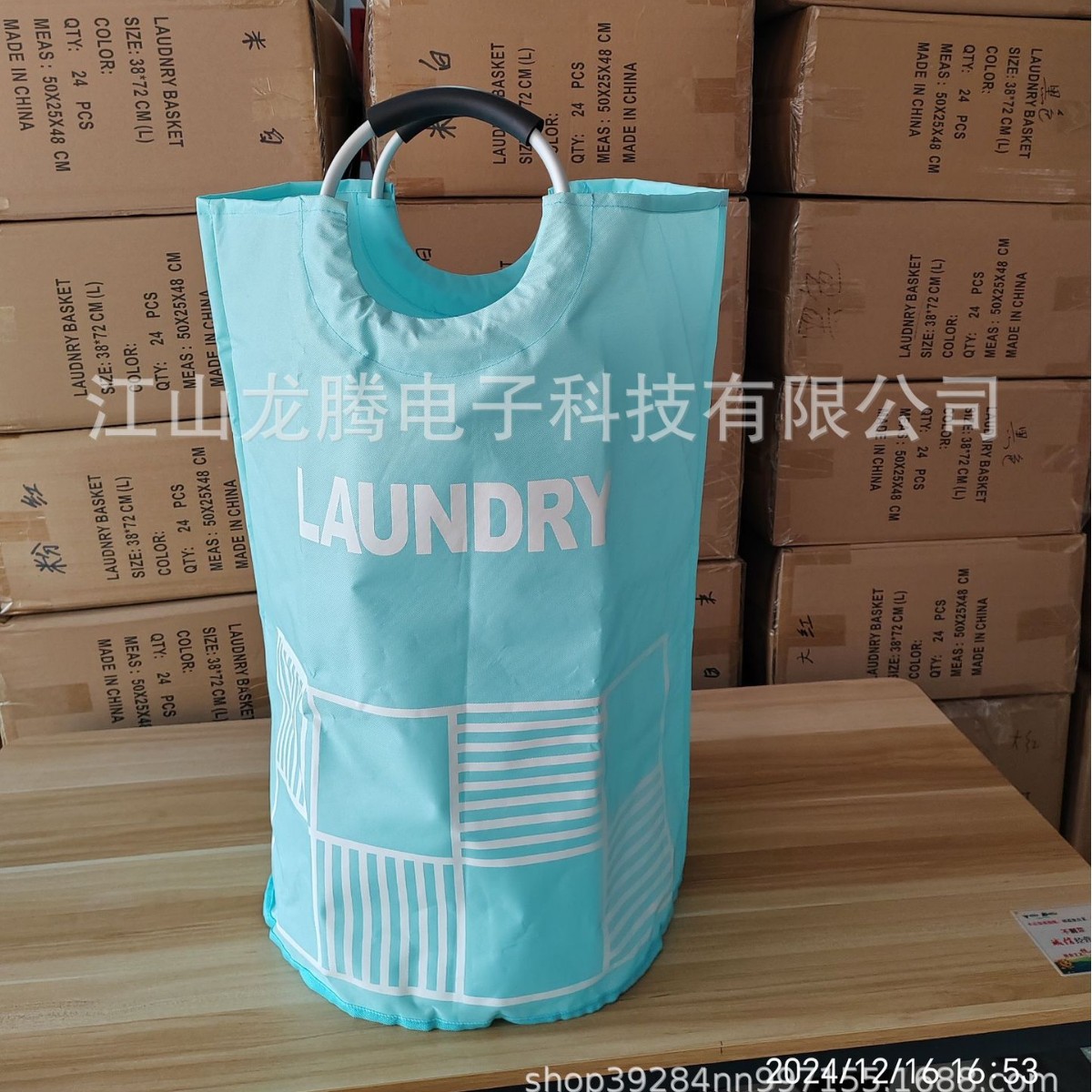 Factory multi-functional Oxford cloth dirty clothes storage blue foldable dirty clothes blue storage basket ring hand row dirty clothes