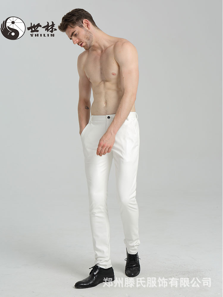 2025 Cross-Border Waterproof Spring & Fall New Motorcycle Leather Pants Men's Dance Tight Motorcycle Thin Large Size Pu Pants Batch