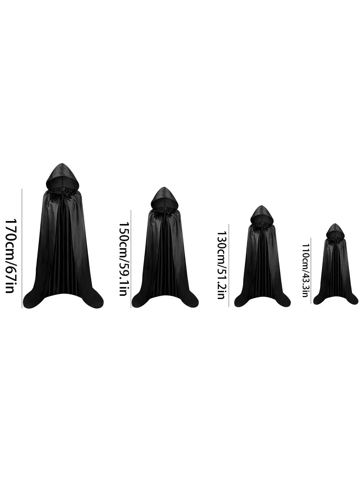 Halloween Cloak for Children and Adults Satin Cloak with Hood Black Death Cloak Cloak Black Cloak