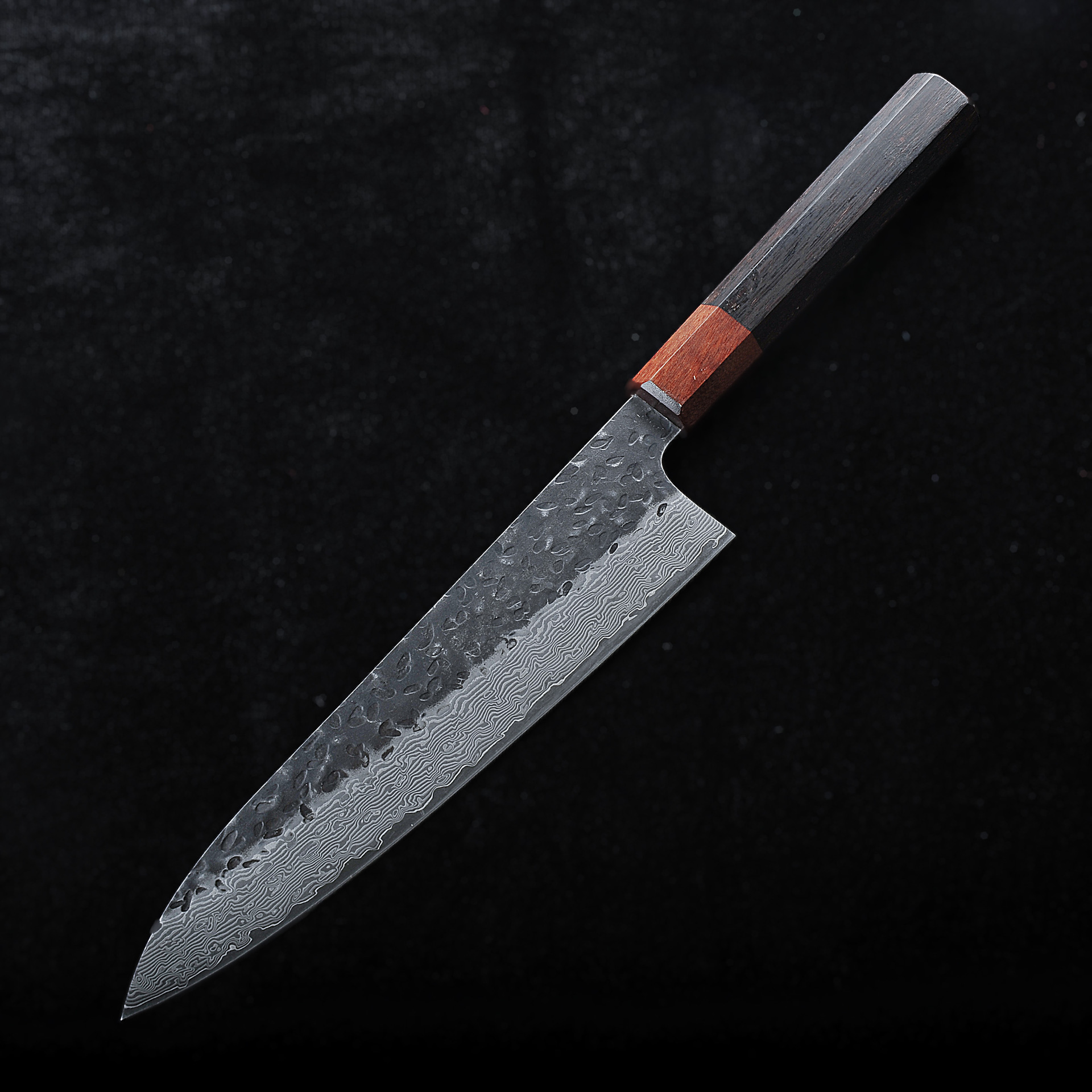 Damascus black hammer pattern octagonal heavy bamboo handle cut knife Japanese chef knife kitchen knife cattle knife factory wholesale