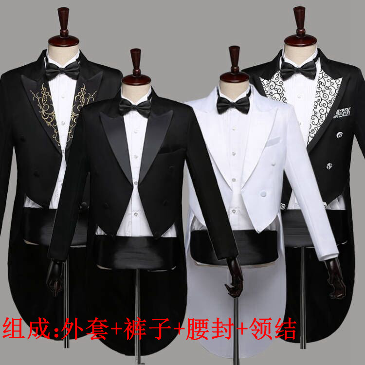 Мужской черный смокинг для праздничных выступлений, джазовых танцев и конкурсов