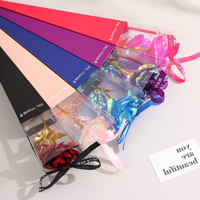 Valentine's Day Artificial Flower Rose Single Flower Gift Box High-End Export Eternal Flower Box DIY Crafts Wholesale