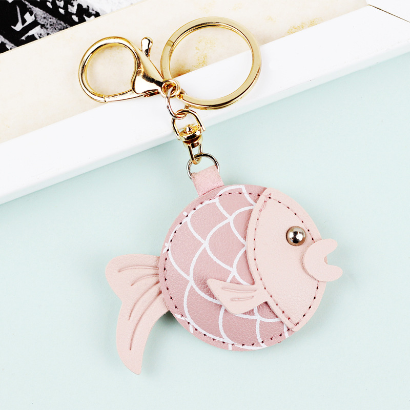 New PU Leather Car Keychain Creative Gift Keychain Cute Bag Hanging Year after Year Fish Personalized Gift