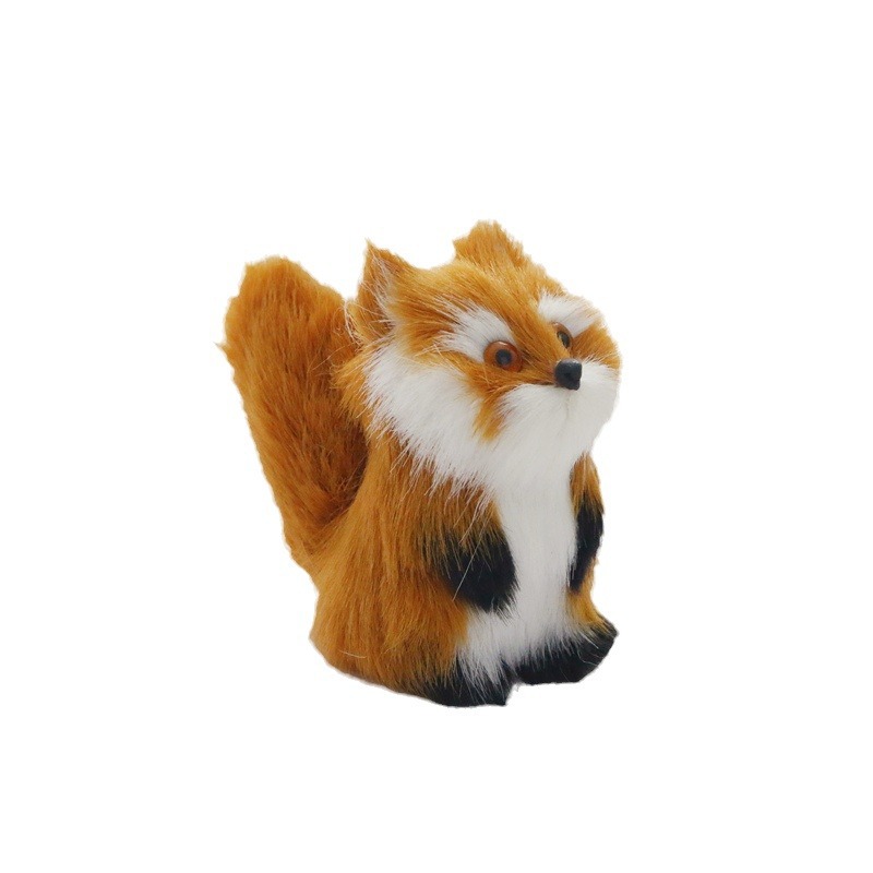 Simulation small Fox animal model static ornaments wool-like Crafts gift shop small gift birthday gift Fox