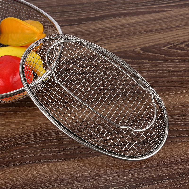 Factory spot wholesale boutique oval basket stainless steel drain Basin kitchen fruit basket multi-functional drain basket wholesale