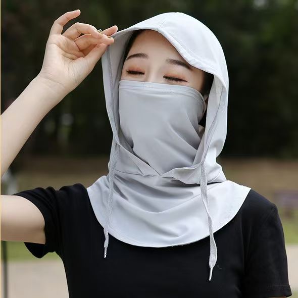 Sunscreen Mask Women's Summer Full Face 2025 New Ice Silk Anti-UV Driving Neck Protection Integrated Sunscreen Hat