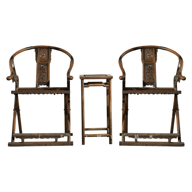 Three-Piece Set of Folding Chinese Style Imitation Vintage Old Master's Chair Classical Old Objects of Ming and Qing Dynasties Rosewood