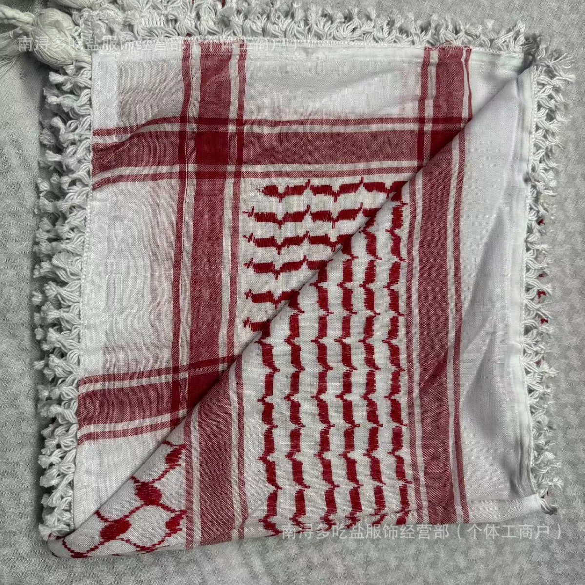 Middle Eastern Arabic Lace Headscarf Jacquard Cotton Ball Red and Black Double Knot Dubai Muslim Scarf Yemeni Embroidery