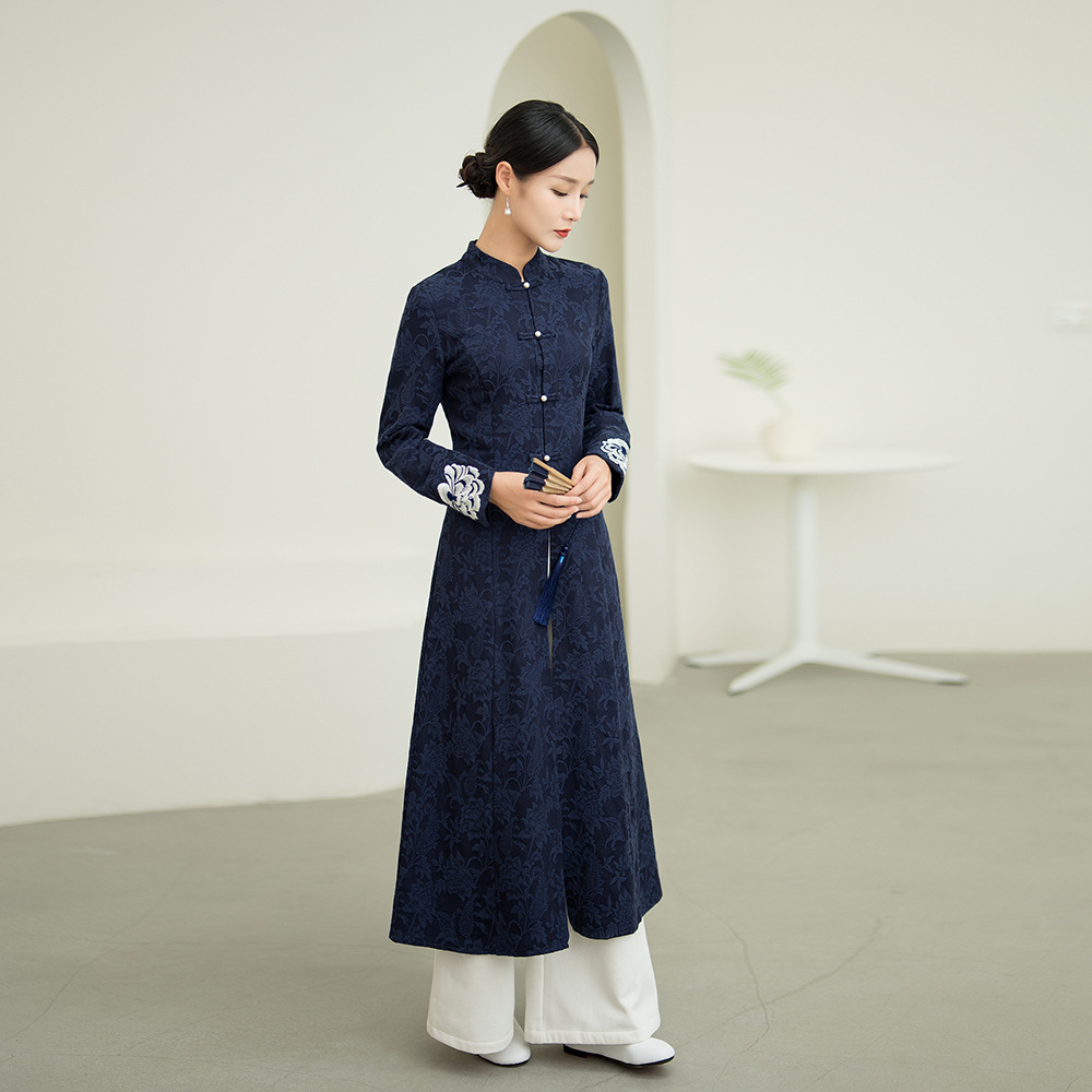 9102 Chinese Tang Suit Han Dynasty Chinoiserie Women's Zen Tea Suit Top Spring & Fall Cotton and Linen Retro Outwear New Chinoiserie