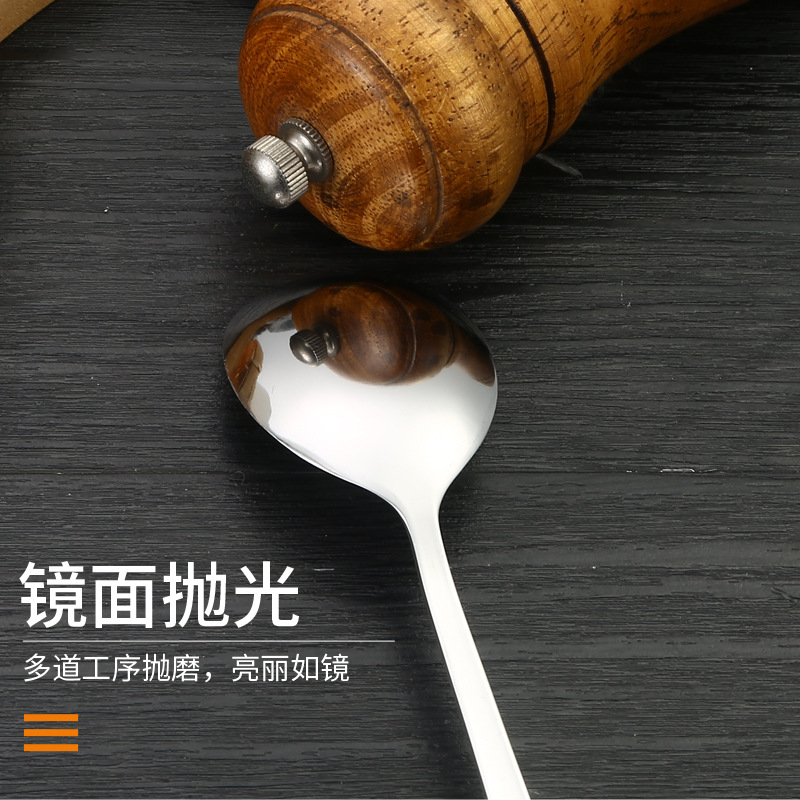 Korean-style Stainless Steel Spoon Fork Long-handle Spoon Fork Household Hotel Restaurant Dessert Bibimbap Spoon Cross-border Tableware suit