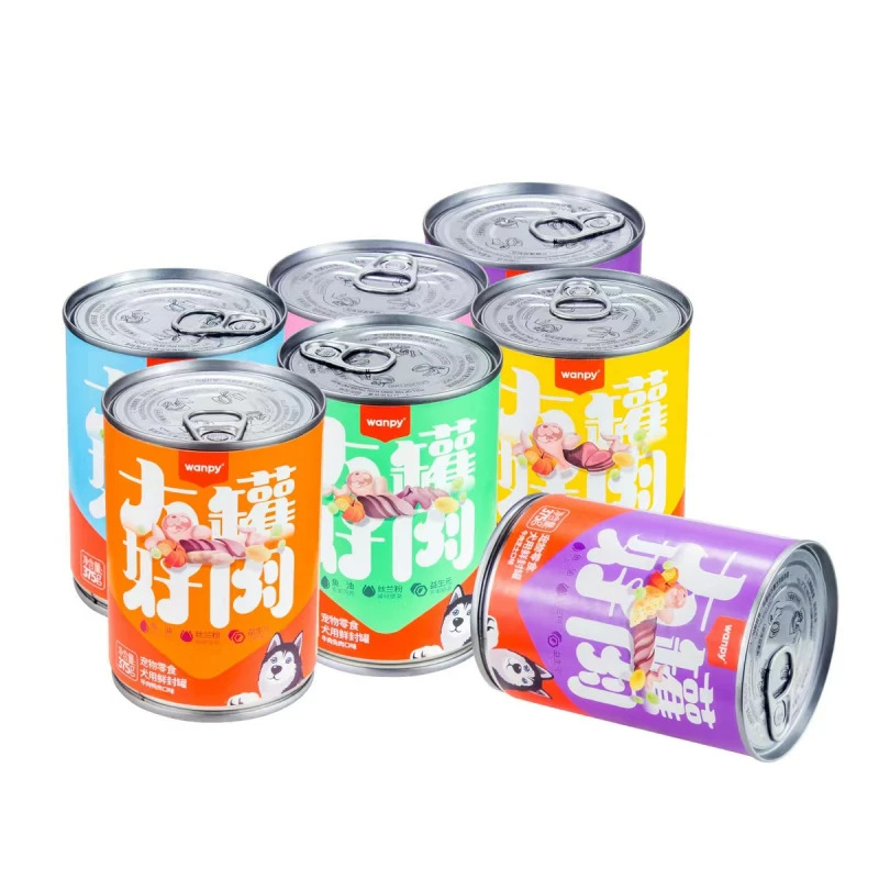 [Shiny Hair] Wanpy Naughty Dog Canned Dog Pet Snack Can Large Can Good Meat Fresh Sealed Can 375g