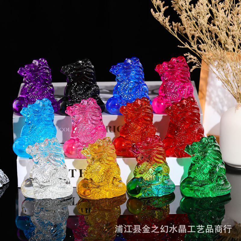 New Crystal Dragon decoration twelve Zodiac dragon year gift Crystal Crafts colorful glass dragon wholesale